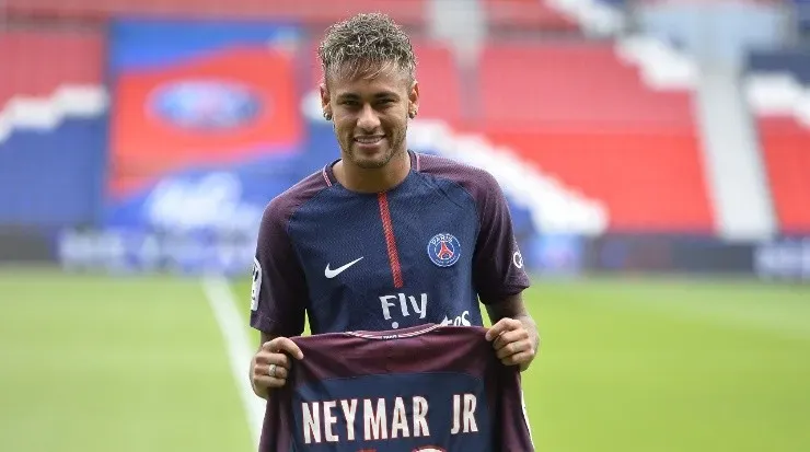Neymar during his presentation at PSG in 2017. (Getty)