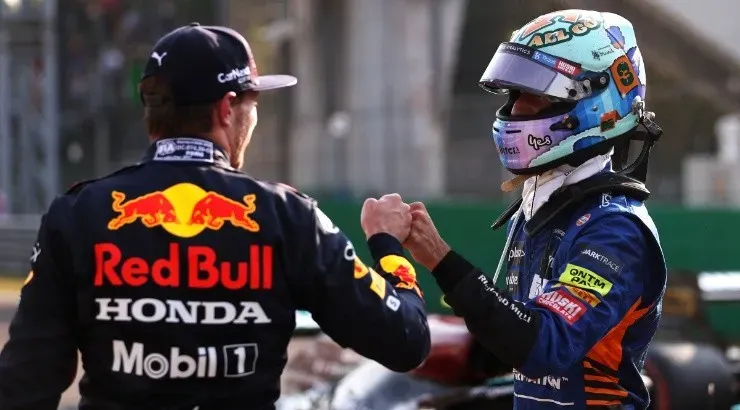 Max Verstappen of Netherlands (left) and Daniel Ricciardo of Australia (right). (Getty)