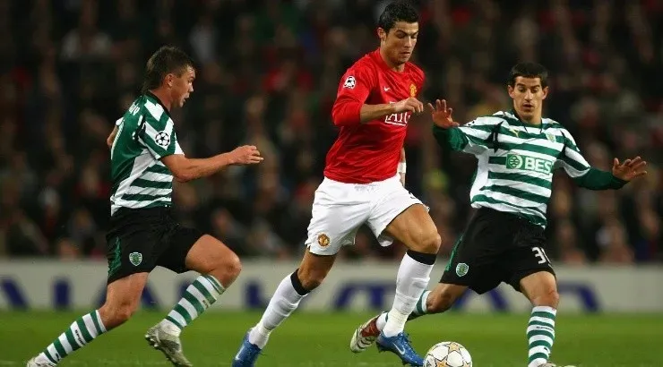 Cristiano Ronaldo of Manchester United against Sporting Lisbon in 2007 (Photo by Alex Livesey/Getty Images)
