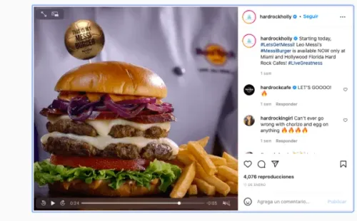 Lionel Messi, Hamburguer, Hard Rock Cafe