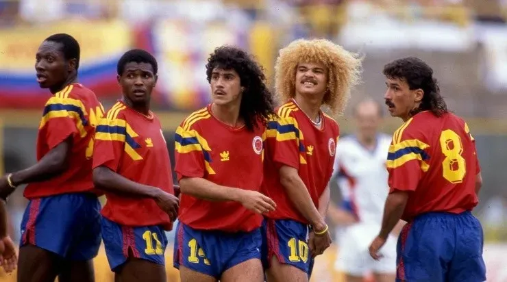 Freddy Rincon, Bernardo Redin, Leonel Alvarez, Carlos Valderrama and Gabriel Gomez. (Photo by Mark Leech/Getty Images)