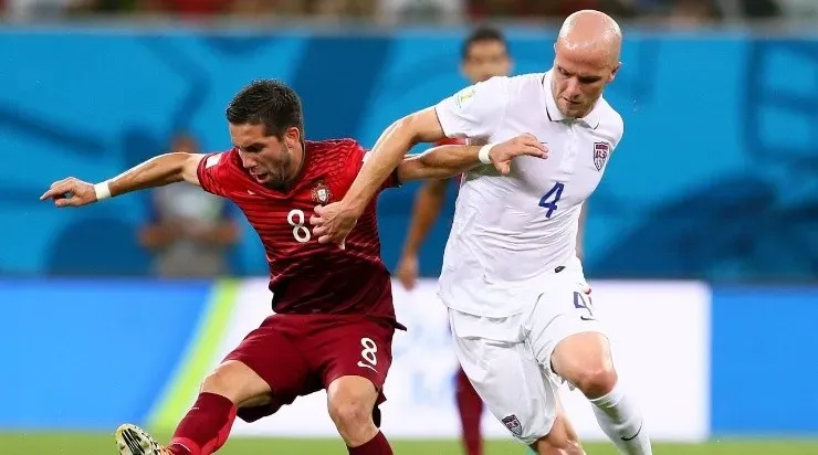 Joao Moutinho of Portugal and Michael Bradley of the United States (Photo by Kevin C. Cox/Getty Images)