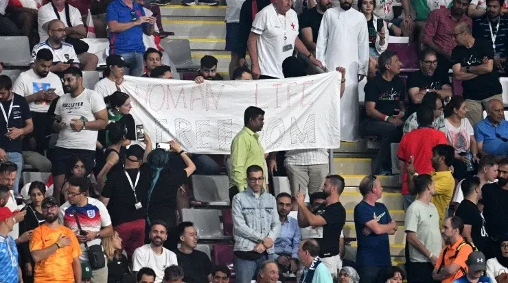 Iranian fans claim for womenâs rights in their country. (Matthias Hangst/Getty Images)