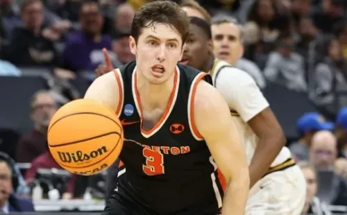 SACRAMENTO, CALIFORNIA - MARCH 18: Ryan Langborg #3 of the Princeton Tigers drives to the basket during the second half against the Missouri Tigers in the second round of the NCAA Men's Basketball Tournament at Golden 1 Center on March 18, 2023 in Sacramento, California. (Photo by Ezra Shaw/Getty Images)