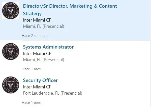 The 3 jobs offered by Inter Miami