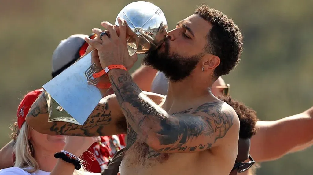 Mike Evans after winning the Super Bowl