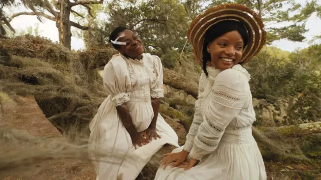 Halle Bailey and Phylicia Pearl Mpasi in The Color Purple.