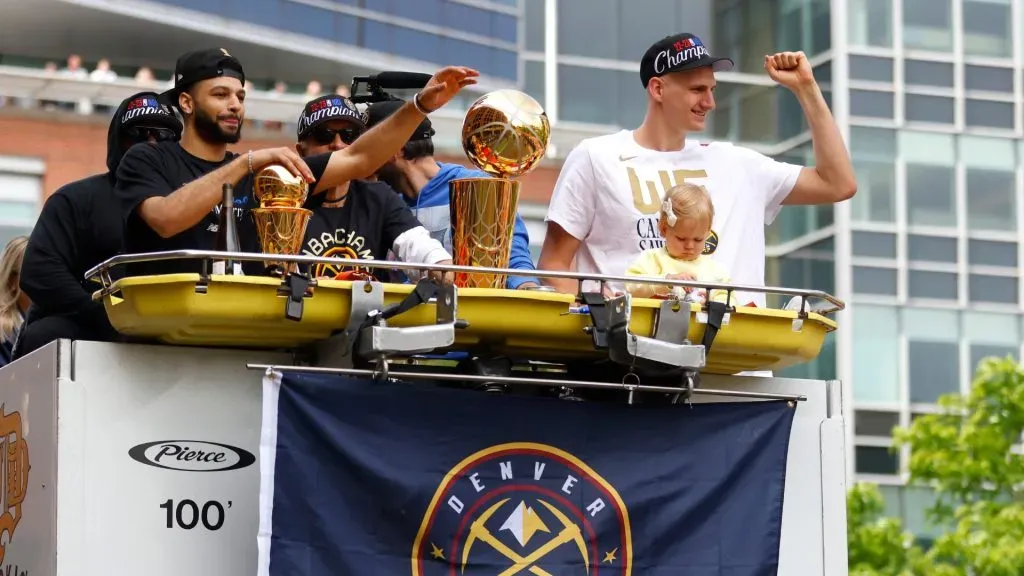 Nikola Jokic and the Nuggets celebrate the 2023 NBA championship