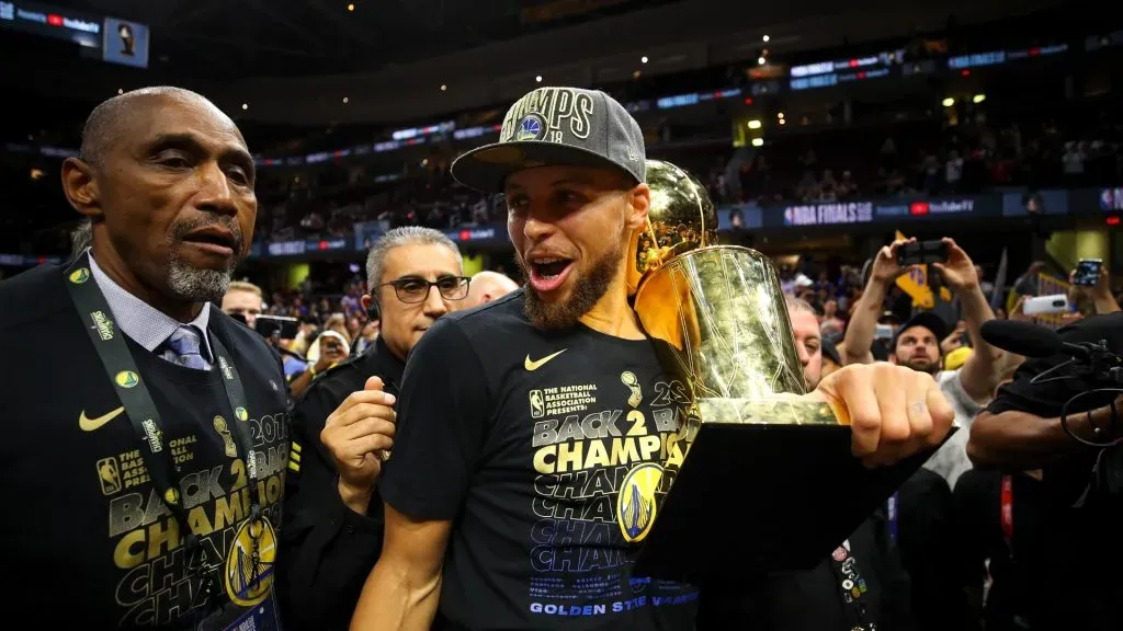 Stephen Curry celebrates the 2018 NBA championship