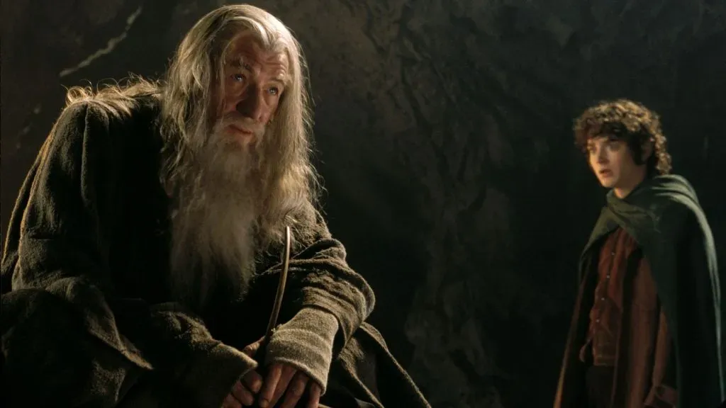 Elijah Wood and Ian McKellen in The Lord of the Rings: The Fellowship of the Ring.