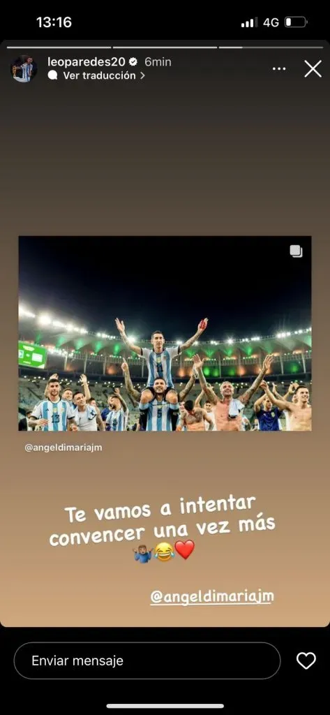 Leandro Paredes responds to Di Maria on Instagram, “We will try to convince you” (to stay)