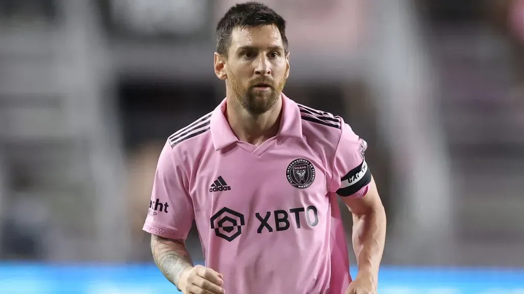 Lionel Messi, #10 of Inter Miami CF, looks on from the field against the FC Cincinnati.