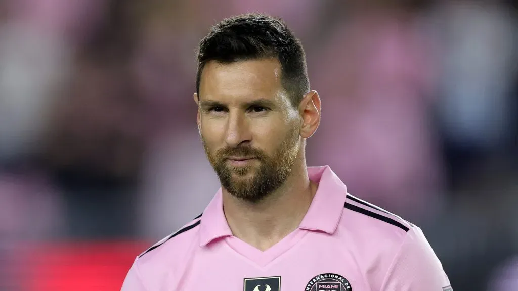 Lionel Messi looks on prior to an Inter Miami game.