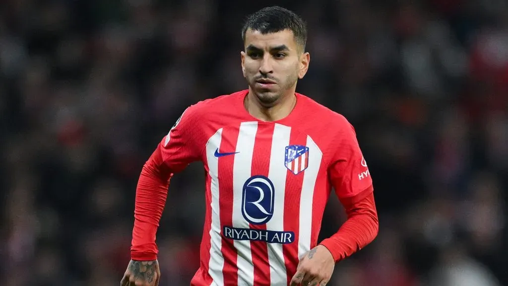 Ángel Correa of Atletico de Madrid runs with the ball during the UEFA Champions League match between Atletico Madrid and Celtic FC at Civitas Metropolitano Stadium on November 07, 2023 in Madrid, Spain.