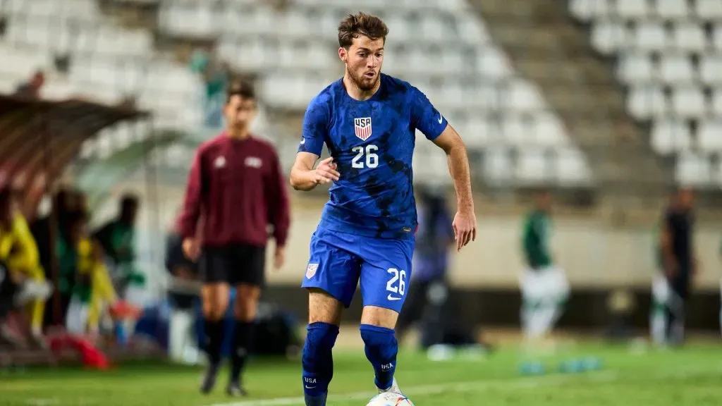 Joe Scally of The United States in action during the international friendly match between Saudi Arabia and United States at Estadio Nueva Condomina on September 27, 2022 in Murcia, Spain. (Photo by Aitor Alcalde/Getty Images)