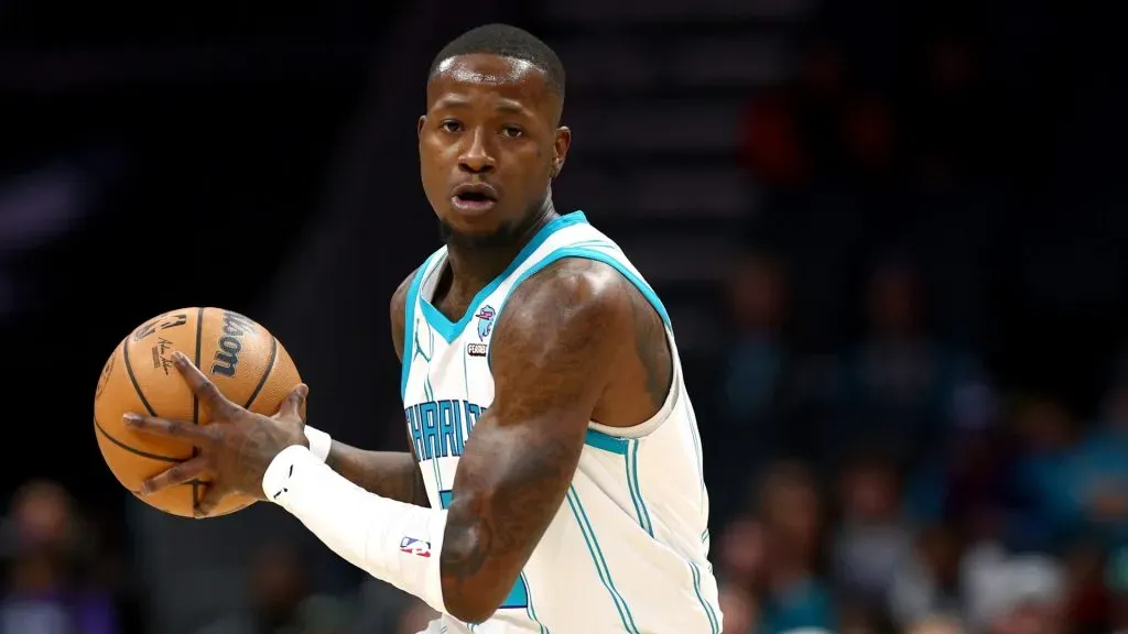 Terry Rozier #3 of the Charlotte Hornets looks to pass during the first quarter of the game against the Sacramento Kings at Spectrum Center on January 10, 2024 in Charlotte, North Carolina.