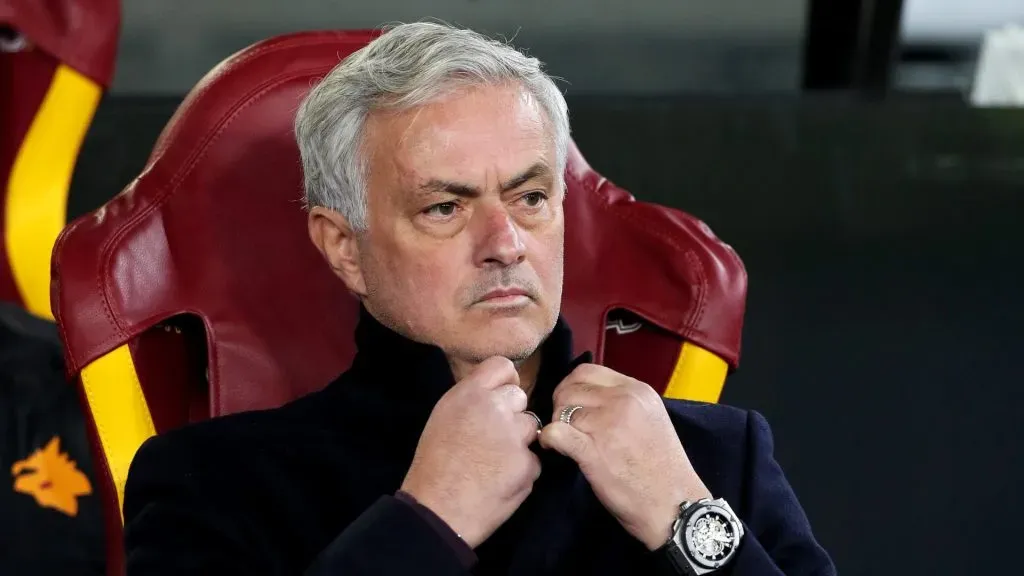 Jose Mourinho, Head Coach of AS Roma, looks on prior to the UEFA Europa League 2023/24 match between AS Roma and FC Sheriff Tiraspol at Stadio Olimpico on December 14, 2023 in Rome, Italy.