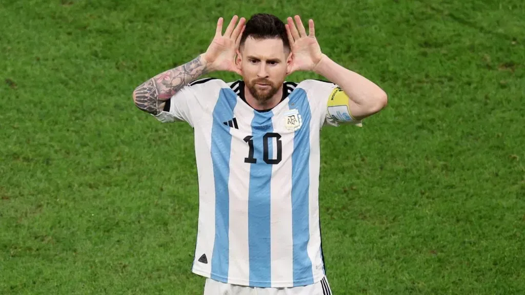 Lionel Messi of Argentina celebrates after scoring the team's second goal during the FIFA World Cup Qatar 2022 quarter final match between Netherlands and Argentina.