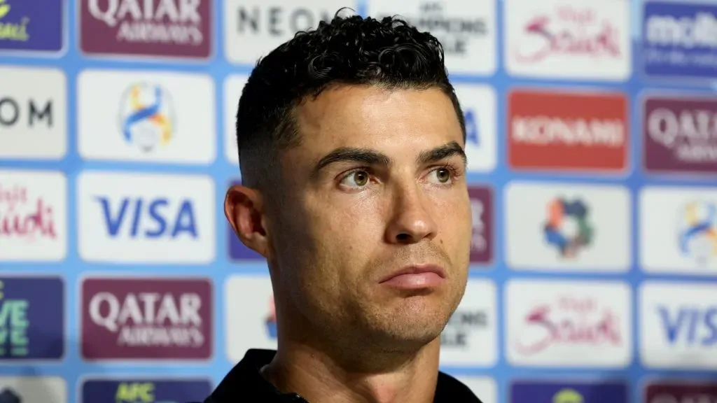 Cristiano Ronaldo at a press conference.