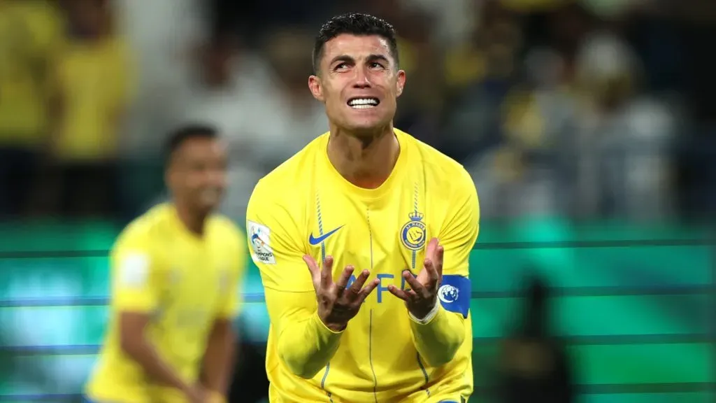 Cristiano Ronaldo of Al Nassr reacts during the AFC Champions League Quarter Final 2nd Leg match between Al-Nassr and Al Ain at Al -Awwal Stadium on March 11, 2024 in Riyadh, Saudi Arabia.