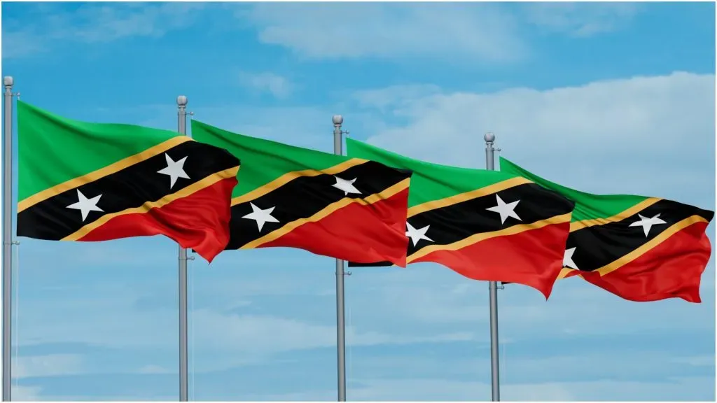 Saint Kitts and Nevis four flags ā IMAGO / Pond5 Images