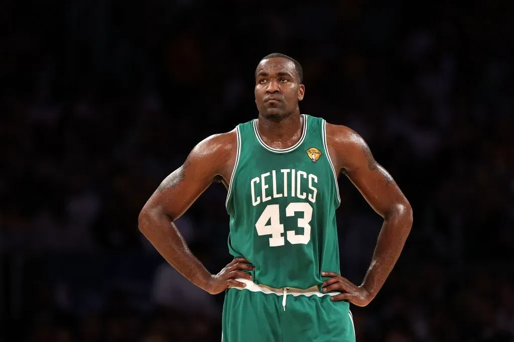 Kendrick Perkins playing for the Boston Celtics