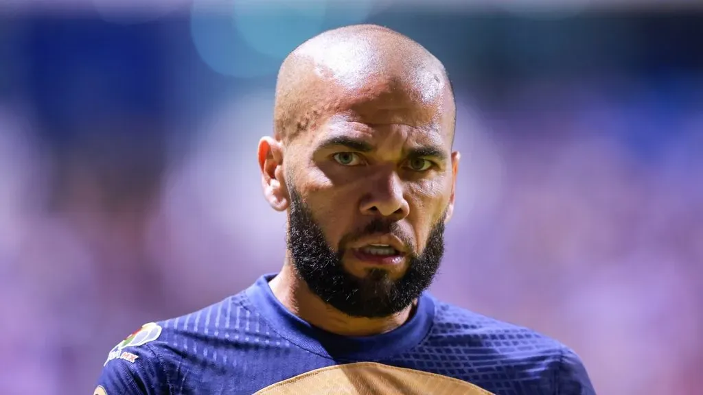 Dani Alves of Pumas looks on during the 7th round match between Puebla and Pumas UNAM as part of the Torneo Apertura 2022 Liga MX at Cuauhtemoc Stadium on September 23, 2022 in Puebla, Mexico. (Photo by Hector Vivas/Getty Images)