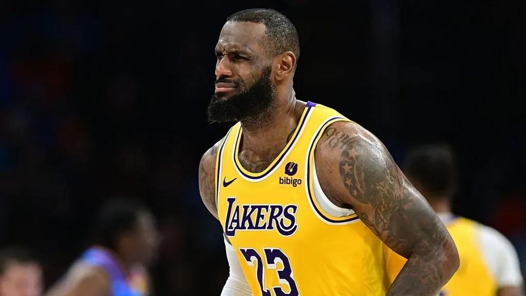 LeBron James reacts during the Lakers loss to the Thunder.