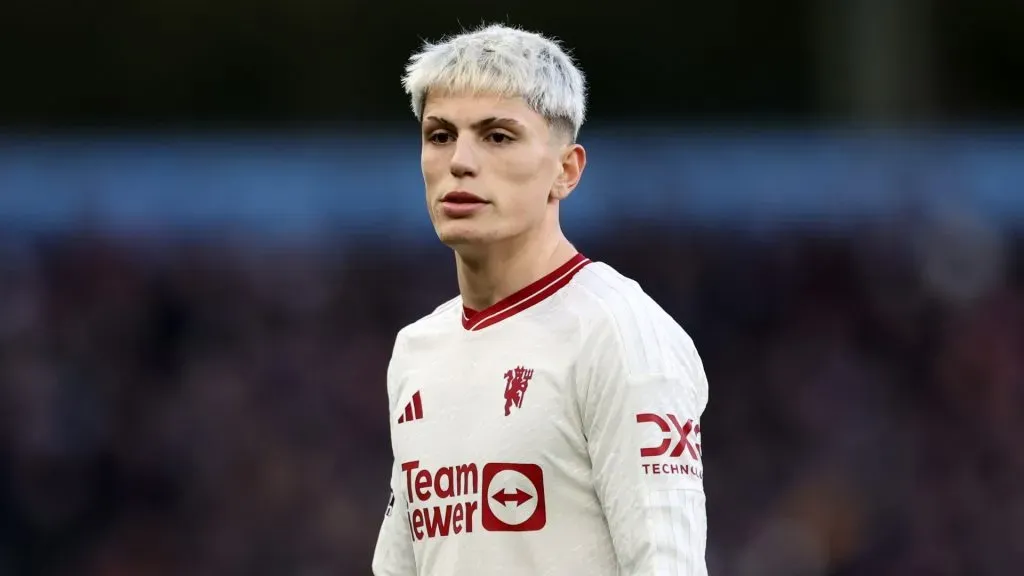 Alejandro Garnacho of Manchester United during the Premier League match between Aston Villa and Manchester United at Villa Park on February 11, 2024 in Birmingham, England.