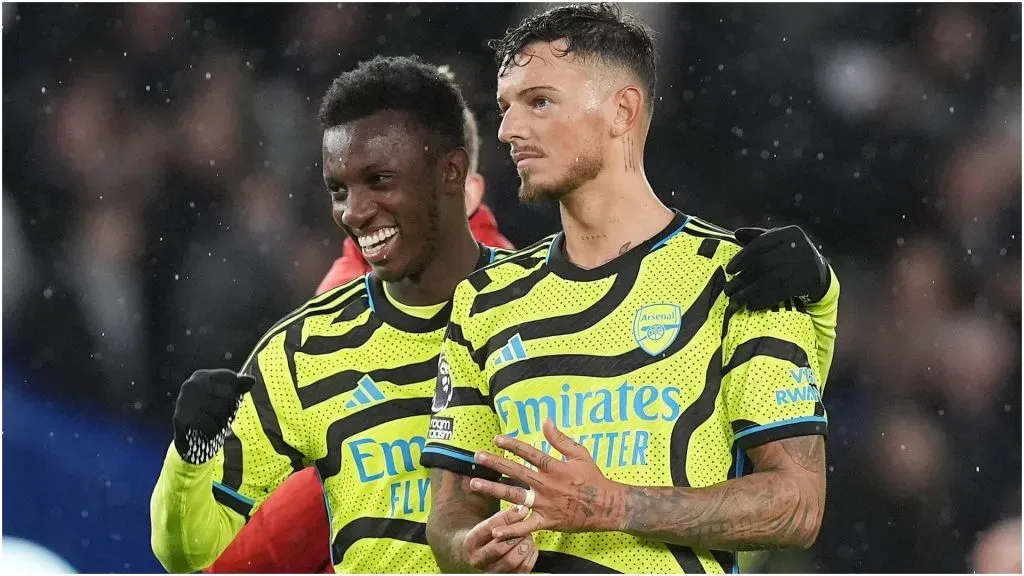 Arsenalās Ben White (right) with Eddie Nketiah ā IMAGO / PA Images