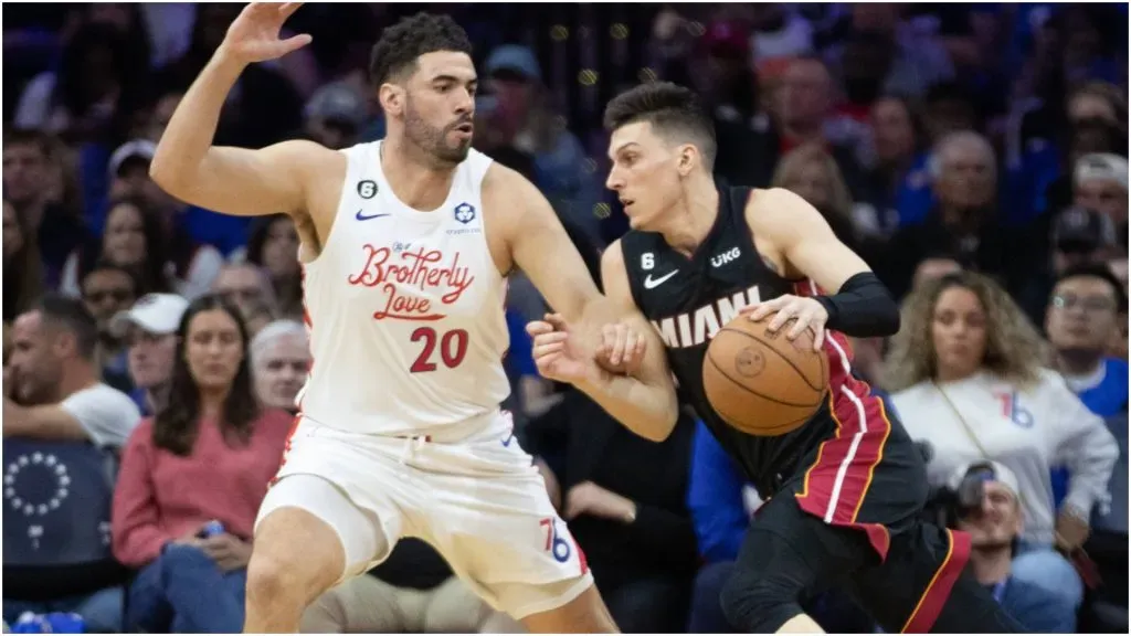 Tyler Herro (14 Heat) and Georges Niang (20 Sixers) – IMAGO / Sports Press Photo