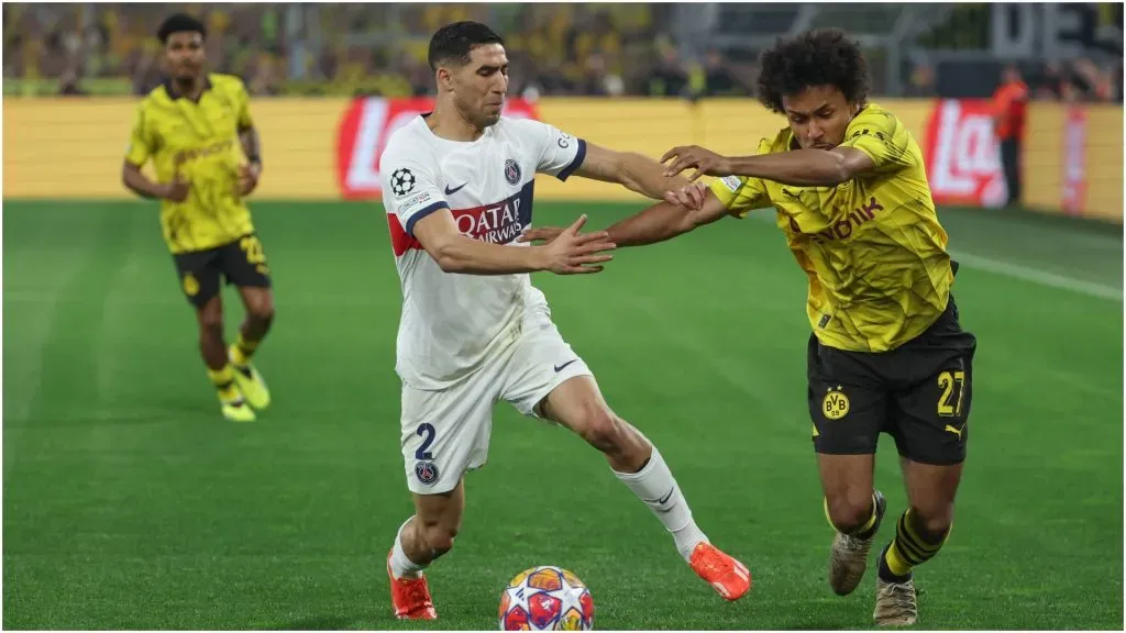 Karim Adeyemi of Borussia Dortmund and Achraf Hakimi of Paris Saint Germain โ IMAGO / osnapix