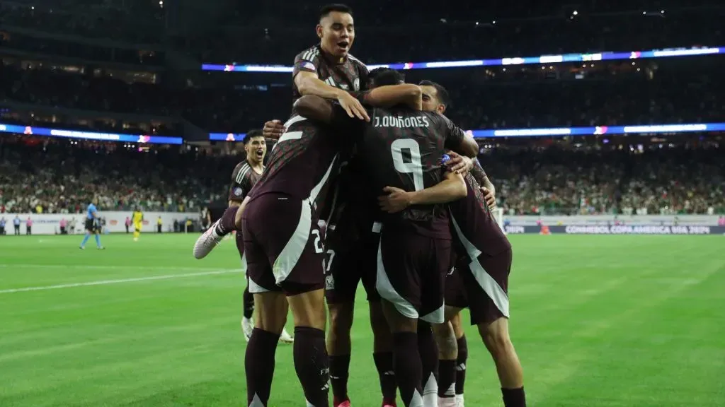 Gerardo Arteaga of Mexico celebrates with teammates after scoring the teamās first goal during the CONMEBOL Copa America 2024 in Houston, Texas. Photo by Omar Vega/Getty Images.