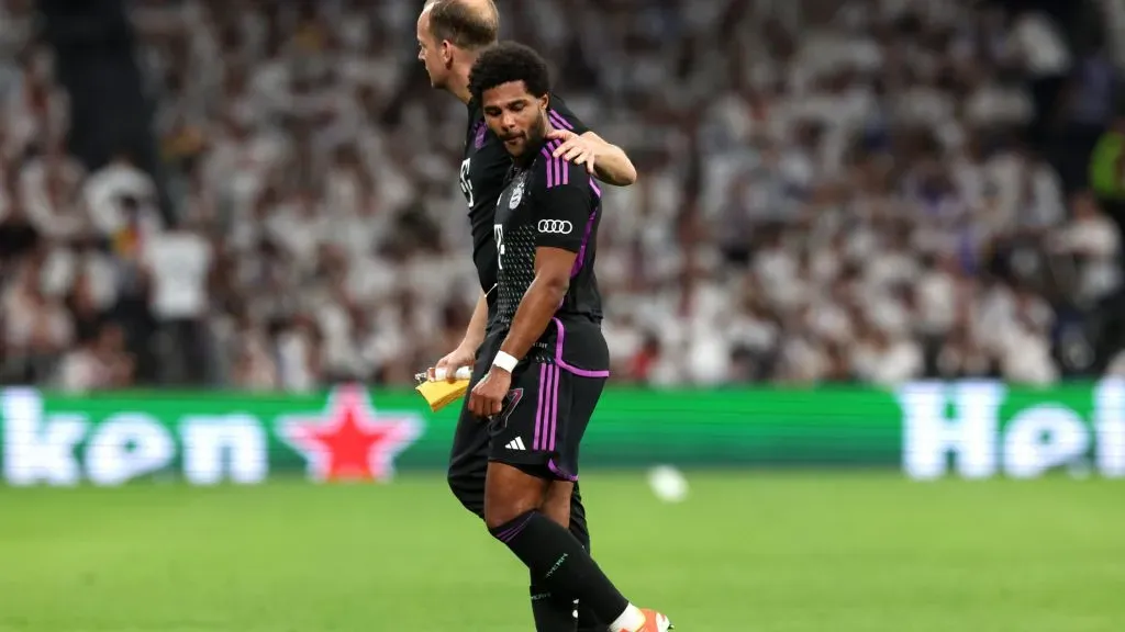 Serge Gnabry of Bayern Munich receives medical treatment before being substituted offduring the UEFA Champions League semi-final second leg match between Real Madrid and FC Bayern München. Alexander Hassenstein/Getty Images