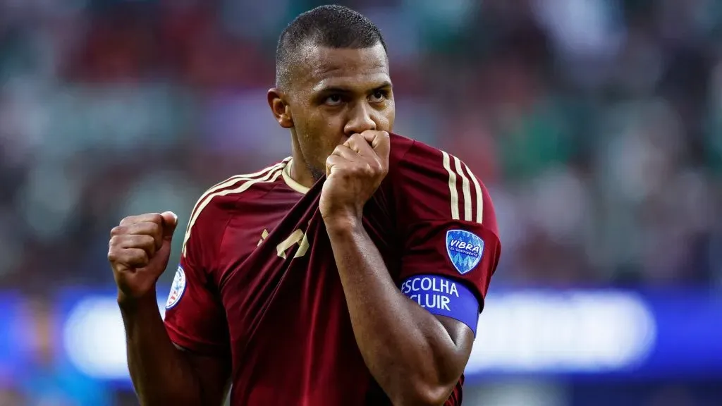 Salomon Rondon of Venezuela celebrates after scoring the team’s first goal during the CONMEBOL Copa America 2024. Photo by Ronald Martinez/Getty Images