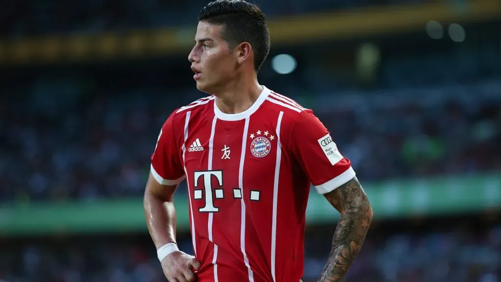 James Rodriguez of Muenchen reacts during the 2017 International Champions Cup China match between FC Bayern and AC Milan at Universiade Sports Centre Stadium on July 22, 2017 in Shenzhen, China. (Photo by Lintao Zhang/Getty Images)
