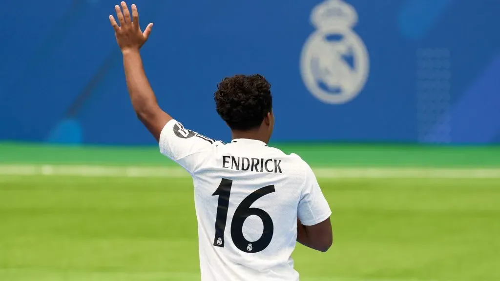 Real Madrid new signing, Endrick with number 16 jersey. Angel Martinez/Getty Images