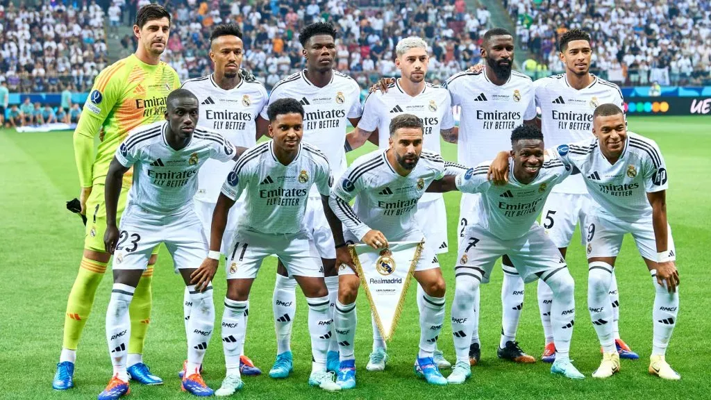 Team photo of Real Madrid before the UEFA Super Cup 2024 match between Real Madrid and Atalanta. Adam Nurkiewicz/Getty Images