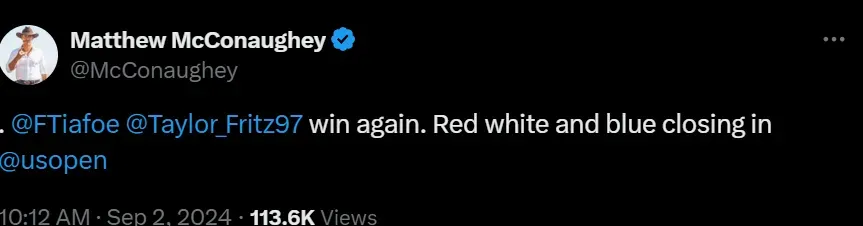 matthew mcconaughey tiafoe