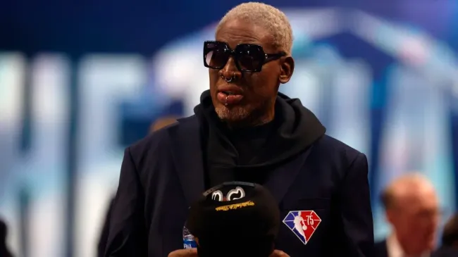 Trinity’s father Dennis Rodman (Photo by Tim Nwachukwu/Getty Images)