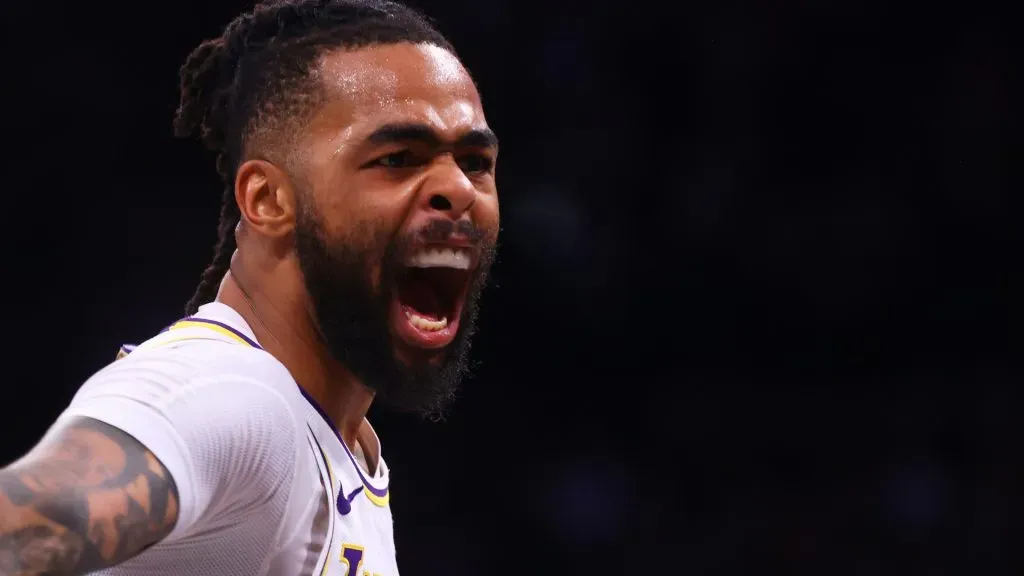DâAngelo Russell, the teammate of LeBron James on the Los Angeles Lakers who also played with Steph Curry on the Golden State Warriors. Photo by Mike Stobe/Getty Images
