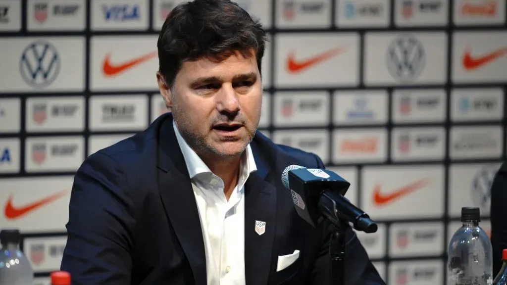 Mauricio Pochettino speaks to the media during a press conference after being introduced as the head coach of the U.S. Soccer Menās National Team at Hudson Yards on September 13, 2024 in New York City. (Photo by Evan Bernstein/Getty Images)