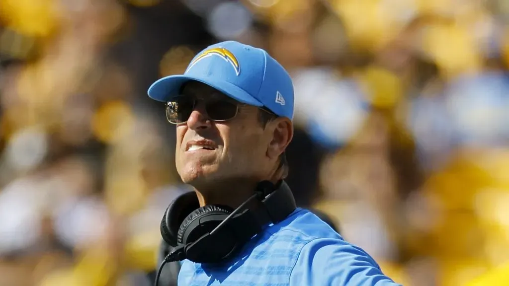 Head coach Jim Harbaugh of the Los Angeles Chargers