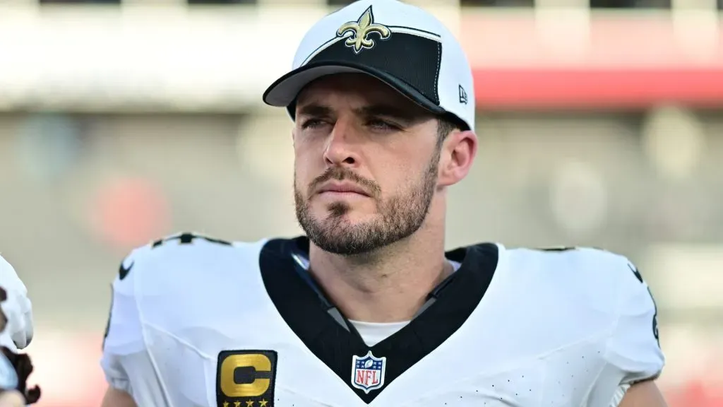 Derek Carr #4 of the New Orleans Saints looks on after the game against the Tampa Bay Buccaneers at Raymond James Stadium on December 31, 2023. (Source: Julio Aguilar/Getty Images)