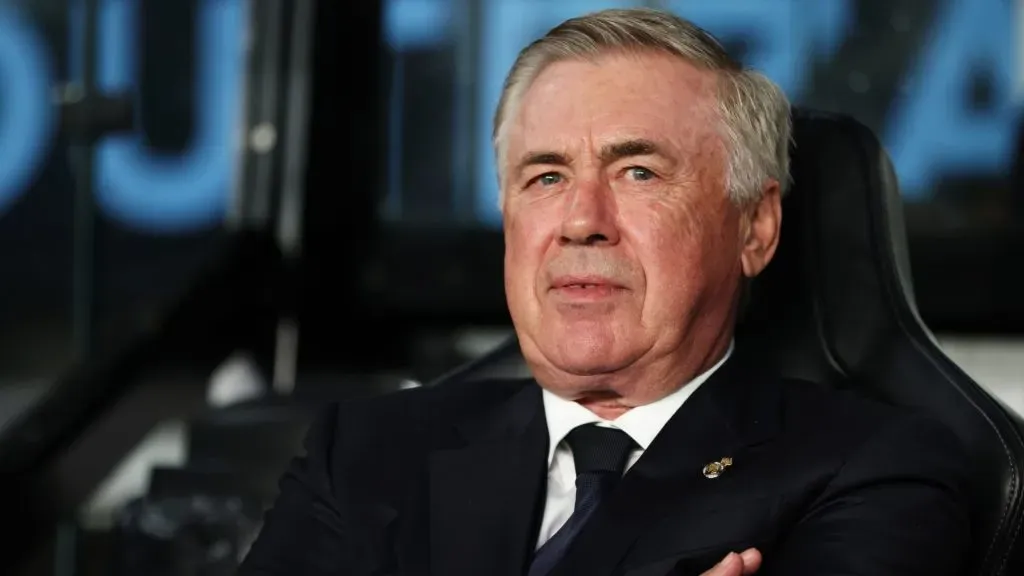 Carlo Ancelotti, Head Coach of Real Madrid, looks on prior to the LaLiga match between RC Celta de Vigo and Real Madrid CF at Estadio de Balaidos on October 19, 2024. (Source: Florencia Tan Jun/Getty Images)