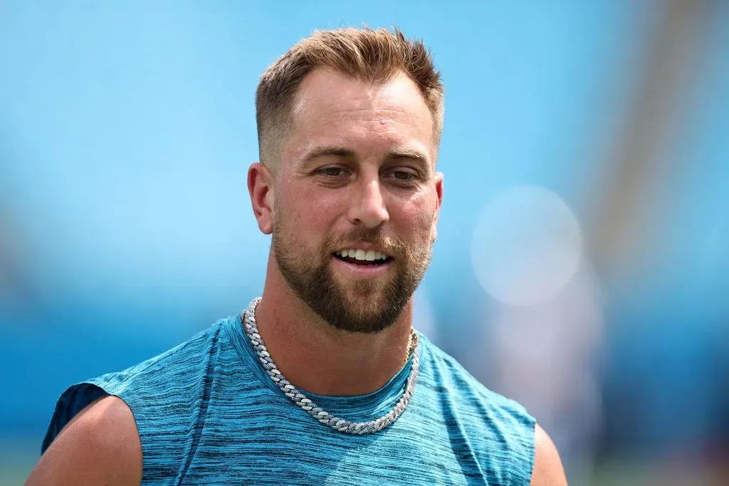 CHARLOTTE, NORTH CAROLINA â AUGUST 12: Adam Thielen #19 of the Carolina Panthers looks on prior to a preseason game against the New York Jets at Bank of America Stadium on August 12, 2023 in Charlotte, North Carolina. (Photo by Jared C. Tilton/Getty Images)
