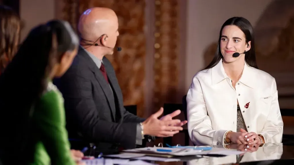 Caitlin Clark speaks to ESPN during the 2024 WNBA Draft (Sarah Stier/Getty Images)