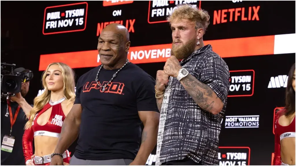 Mike Tyson and Jake Paul at press conference â IMAGO / Cover-Images