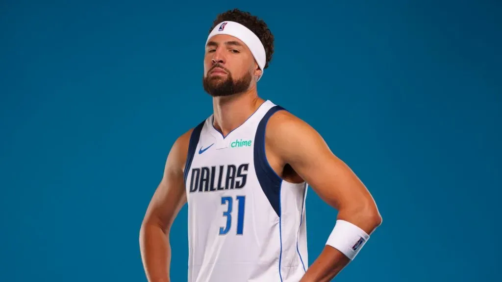 Klay Thompson #31 of the Dallas Mavericks poses for a portrait during the Dallas Mavericks Media Day at Mavericks Training Center on September 30, 2024. (Source: Sam Hodde/Getty Images)