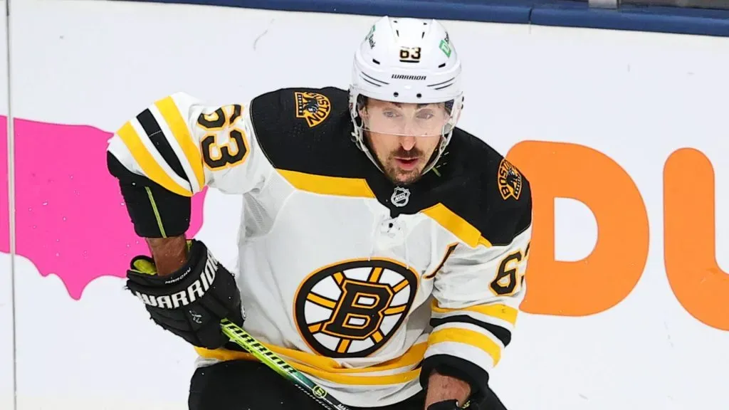 Boston Bruins center Brad Marchand (63) skates during the Stanley Cup Playoffs Second Round game 4 between the Boston Bruins and the New York Islanders on June 5, 2021 at Nassau Veterans Memorial Coliseum in Uniondale, NY.